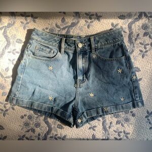 Pacsun Daisy Embroidered Jean Mom Shorts size 25